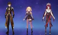 Genshin Impact team: Zhongli, Fischl, and Rosaria